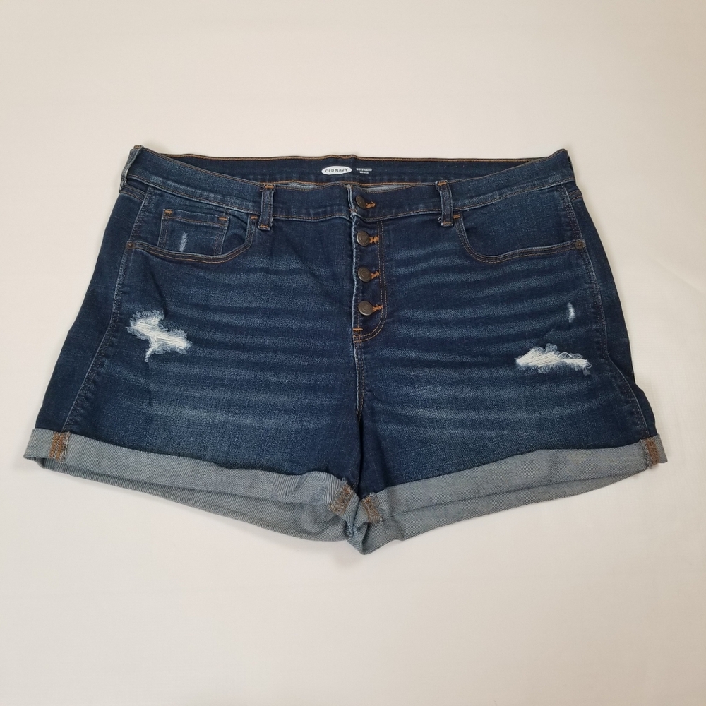 Old Navy Boyfriend Mid Rise Denim Shorts Button Fly Size 16
